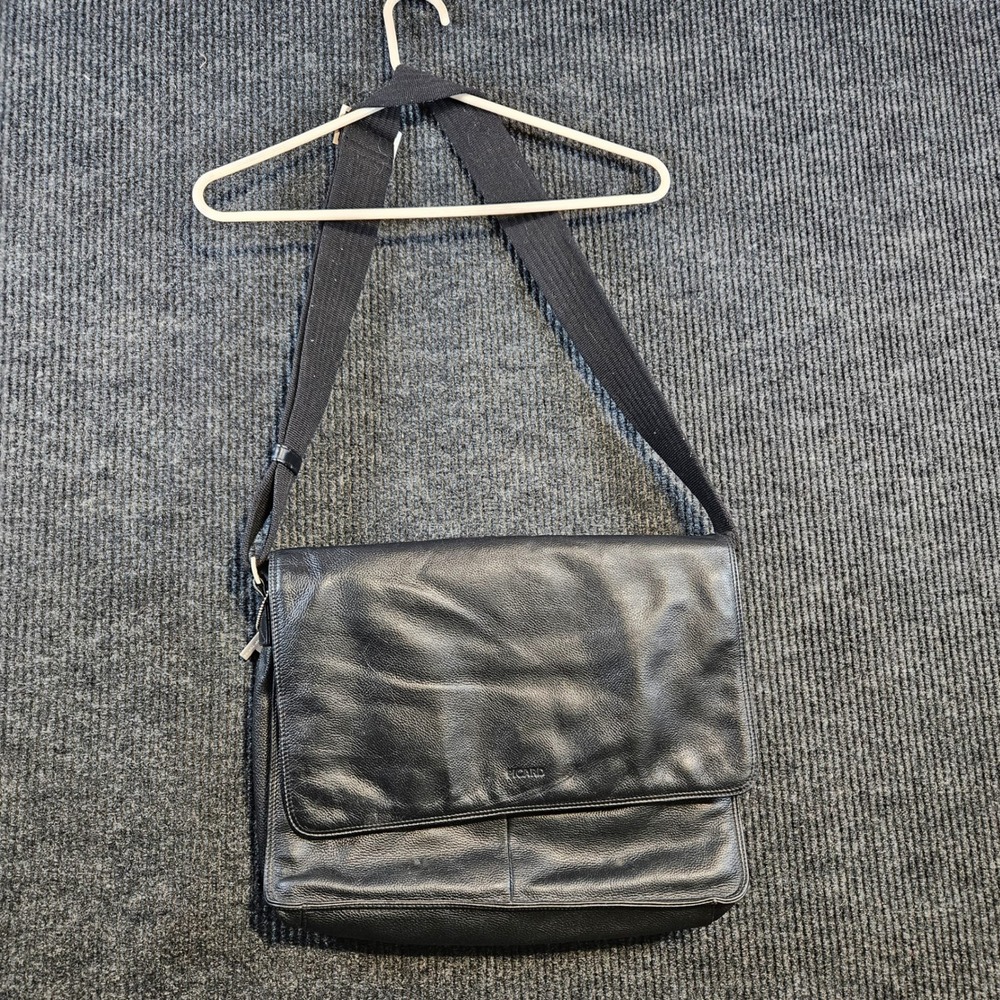 Picard‎ Leder Mens Black Pebbled Leather Messenger Bag Crossbody Satchel Large
